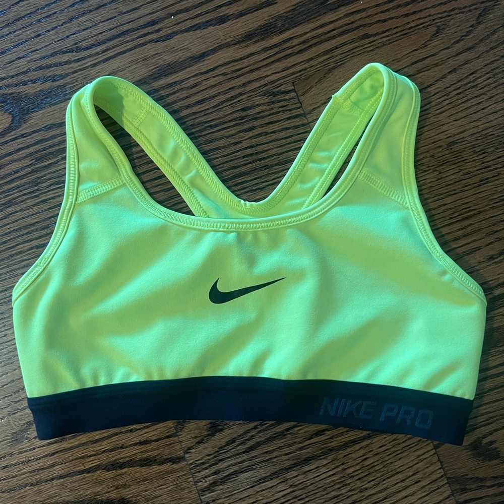 Nike Pro yellow black racerback sports bra XS